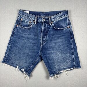 GAP Denim Men's Cutoff Jean Shorts Size‎ 28 Medium Wash 7" Inseam Frayed Casual